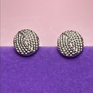 💛 Vintage Monet Silver Rope Textured Earrings